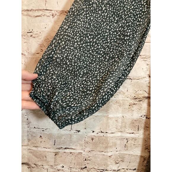 Joie Dress Womens Medium Forest Green Polka Dot Peasant Prairie Button Front - Picture 12 of 12